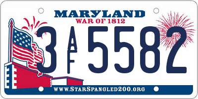 MD license plate 3AF5582