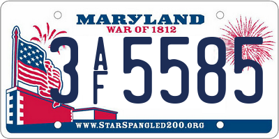 MD license plate 3AF5585