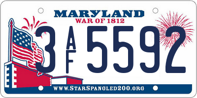 MD license plate 3AF5592