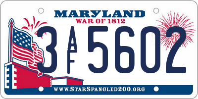 MD license plate 3AF5602