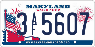 MD license plate 3AF5607