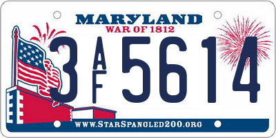 MD license plate 3AF5614
