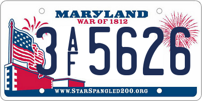 MD license plate 3AF5626