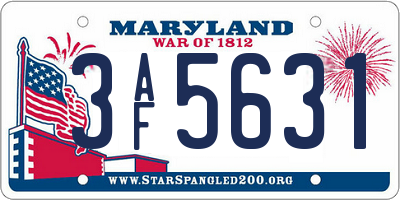 MD license plate 3AF5631