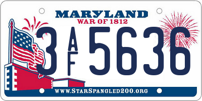 MD license plate 3AF5636