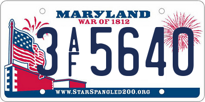 MD license plate 3AF5640
