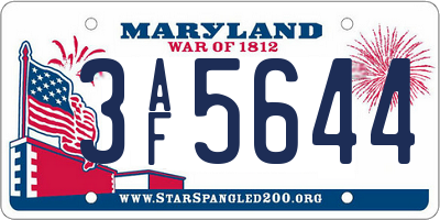 MD license plate 3AF5644