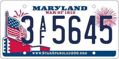 MD license plate 3AF5645