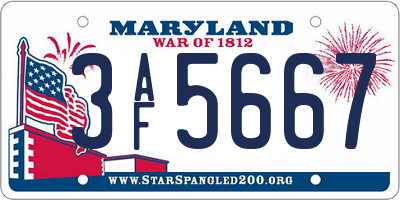MD license plate 3AF5667