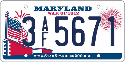 MD license plate 3AF5671