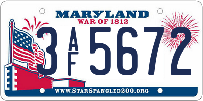MD license plate 3AF5672