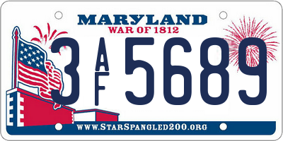 MD license plate 3AF5689