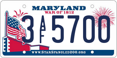 MD license plate 3AF5700
