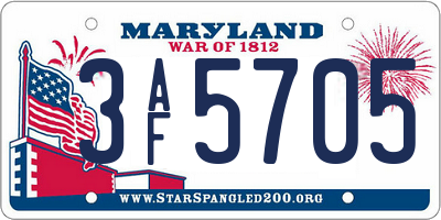 MD license plate 3AF5705