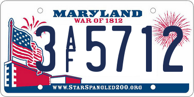 MD license plate 3AF5712