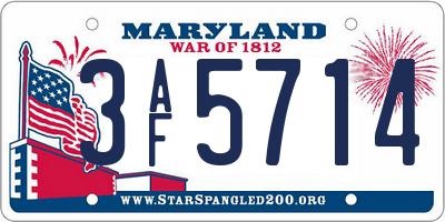 MD license plate 3AF5714