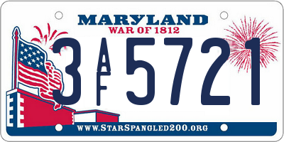 MD license plate 3AF5721