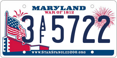 MD license plate 3AF5722