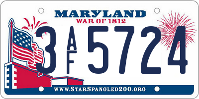 MD license plate 3AF5724
