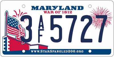 MD license plate 3AF5727
