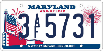 MD license plate 3AF5731