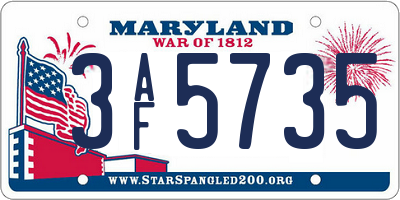 MD license plate 3AF5735