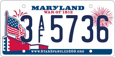 MD license plate 3AF5736