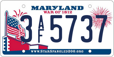 MD license plate 3AF5737