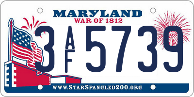 MD license plate 3AF5739