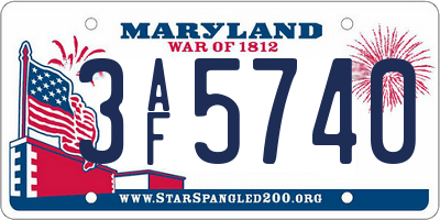MD license plate 3AF5740