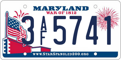 MD license plate 3AF5741
