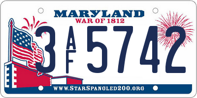 MD license plate 3AF5742