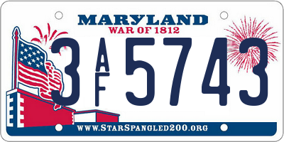 MD license plate 3AF5743