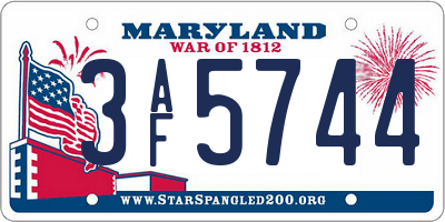 MD license plate 3AF5744