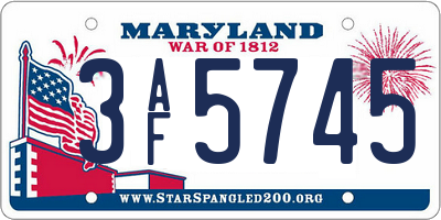 MD license plate 3AF5745