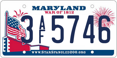 MD license plate 3AF5746