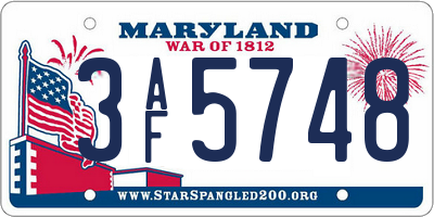 MD license plate 3AF5748