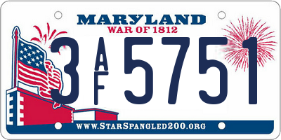 MD license plate 3AF5751