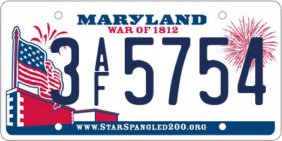 MD license plate 3AF5754