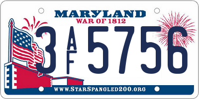 MD license plate 3AF5756