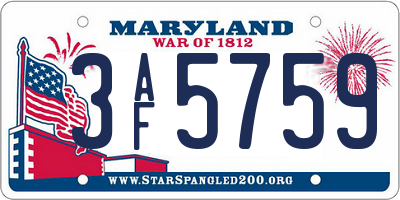 MD license plate 3AF5759