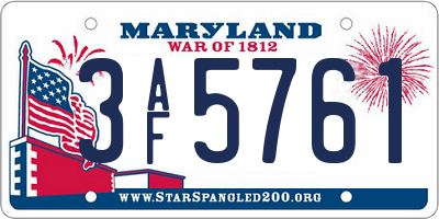 MD license plate 3AF5761