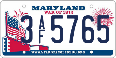 MD license plate 3AF5765