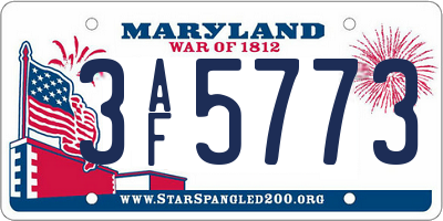 MD license plate 3AF5773
