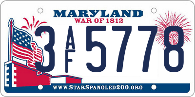 MD license plate 3AF5778