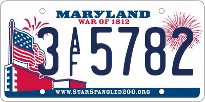 MD license plate 3AF5782