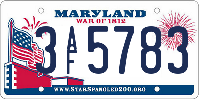 MD license plate 3AF5783