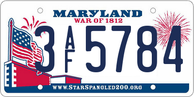 MD license plate 3AF5784