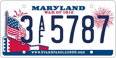 MD license plate 3AF5787