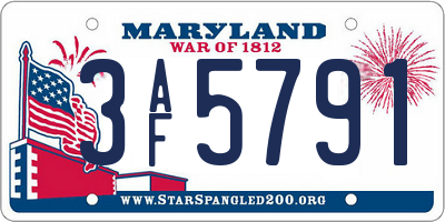 MD license plate 3AF5791